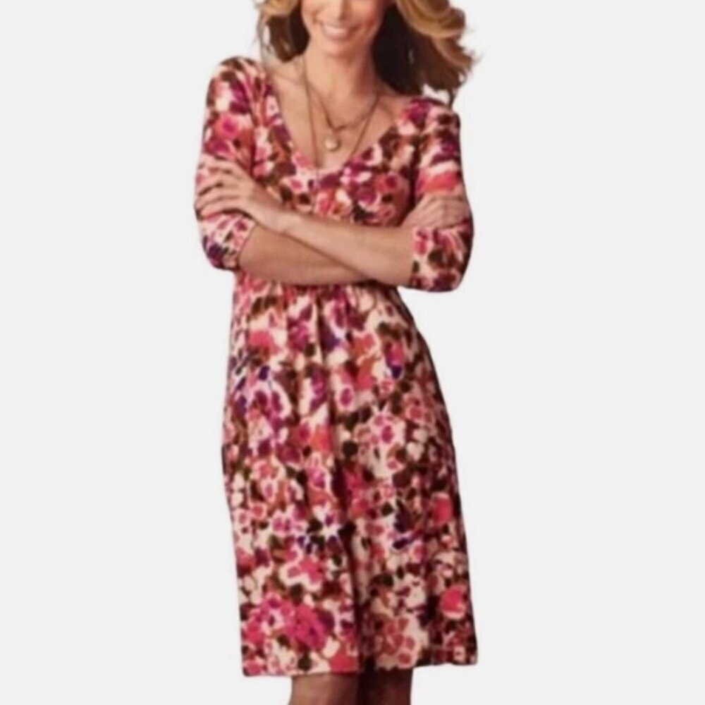 CAbi Women's 3/4 Sleeve Everybody Style 110 Hydrangea Floral Dress Size Medium